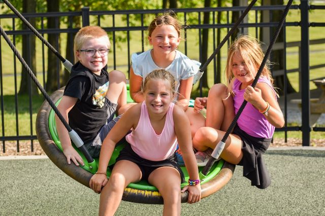 kiddos on a disk swing