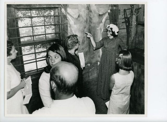 Guests in the Lenape trade post in 1972—From the Conner Prairie Museum Archives.