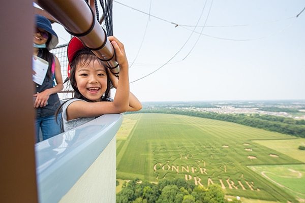 Child enjoying balloon voyage