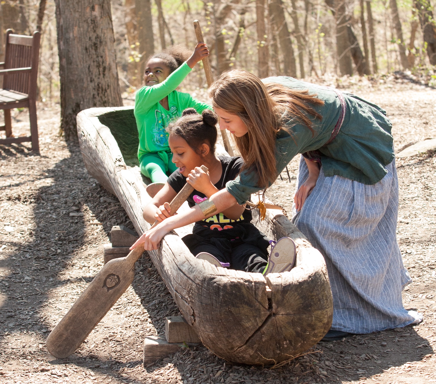 Family with the dugout canoe